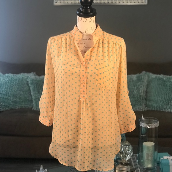 Xtaren Tops - Xtaren peach and green polka dots tops